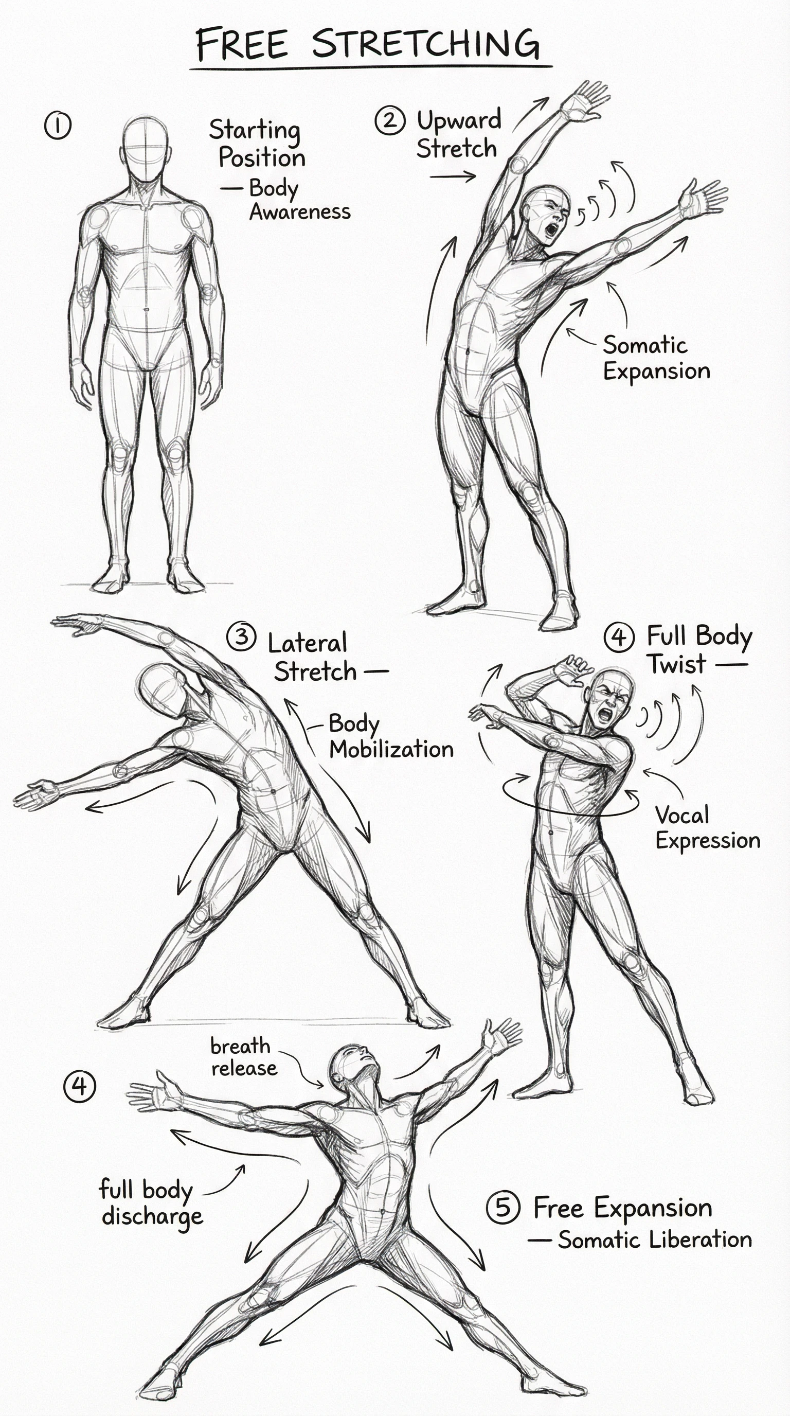 Expansive Stretch — Breaking the Eggshell exercise posture